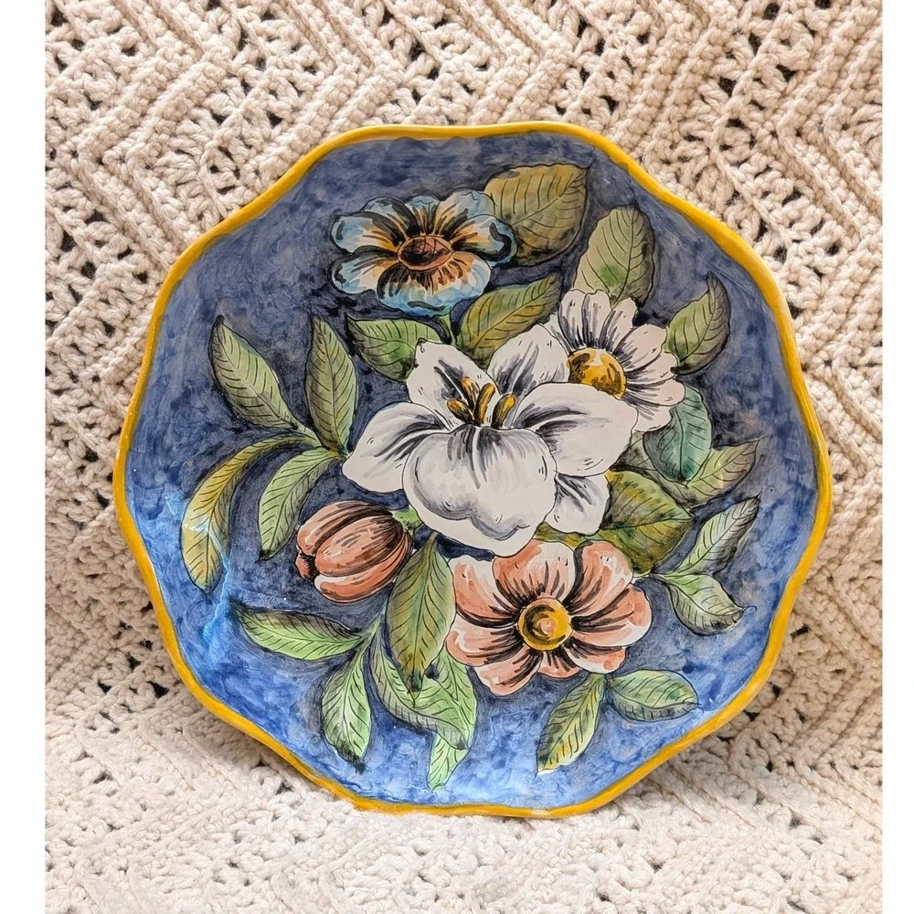 Mayolica Santa Rosa Mexican Talavera Pottery Floral Plate 11.5